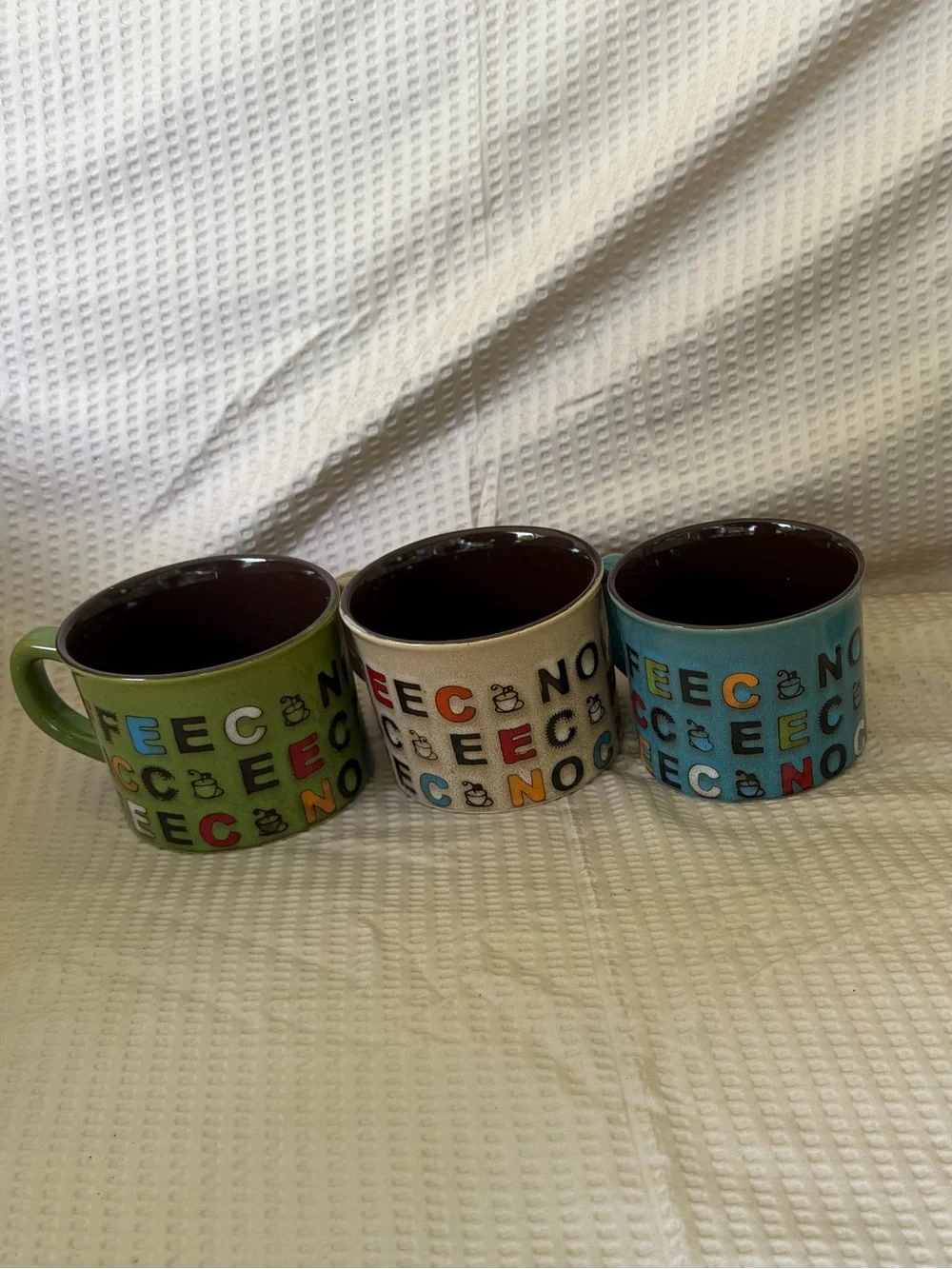 Colorful Ceramic Coffee Mugs - Set of 3